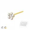 12 PCS OF  PLATED 925 STERLING SILVER NOSE PIN WITH FLOWER CLEAR GEM